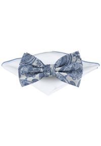 Mucha Męska z Poszetką - Chattier - Odcienie Błękitu, Wzór Orientalny. Kolor: niebieski. Styl: elegancki, sportowy #1