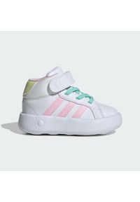 Adidas - Buty Grand Court Mid Kids. Kolor: żółty, biały, wielokolorowy, różowy. Materiał: materiał