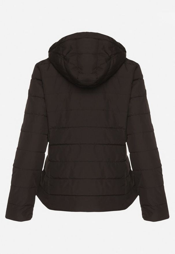 Born2be - Czarna Kurtka Przejściowa z Kapturem i Ozdobnym Pikowaniem Cilvessa. Okazja: na co dzień, na spacer. Typ kołnierza: kaptur. Kolor: czarny. Materiał: jeans, poliester. Styl: elegancki, klasyczny, casual