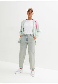 bonprix - Żakiet dresowy z mieszanki wiskozy. Kolor: zielony. Materiał: dresówka, wiskoza. Wzór: aplikacja