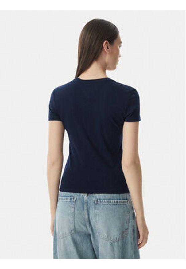 Tommy Jeans T-Shirt Ess Logo DW0DW23479 Granatowy Slim Fit. Kolor: niebieski. Materiał: bawełna