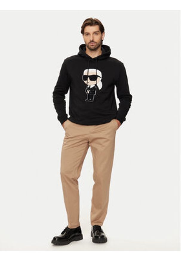 Karl Lagerfeld - KARL LAGERFELD Bluza 705075 544950 Czarny Regular Fit. Typ kołnierza: dekolt w karo. Kolor: czarny. Materiał: bawełna