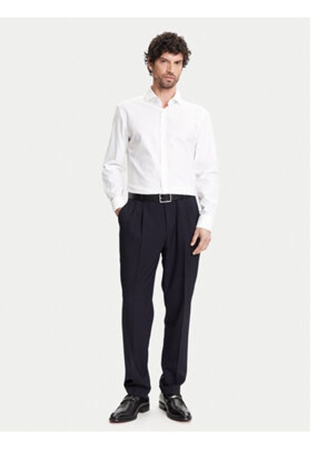 BOSS Spodnie materiałowe C-Perin-DPL 50545822 Granatowy Tapered Fit. Kolor: niebieski. Materiał: wełna