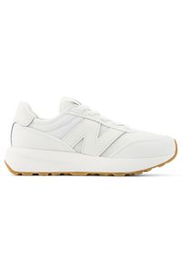 Buty dziecięce New Balance PH370SF – białe. Kolor: biały. Materiał: zamsz, skóra. Szerokość cholewki: normalna
