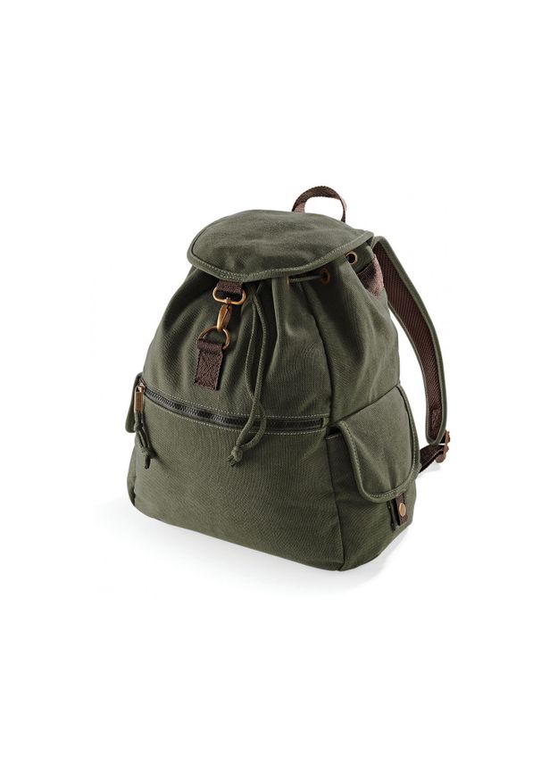 QUADRA - Plecak z płótna Quadra Vintage. Kolor: zielony. Styl: vintage