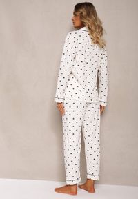 Renee - Biało-Czarny 2-Częściowy Komplet Piżamowy Koszula w Drobne Serca Spodnie z Długimi Nogawkami Rivasielia. Kolor: biały. Materiał: tkanina. Długość: długie #6