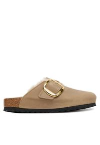 Birkenstock Klapki Boston Big Buckle Shearling 1030444 Brązowy. Kolor: brązowy. Materiał: skóra
