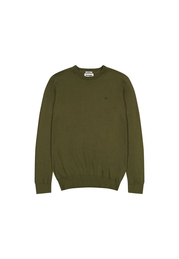 Wrangler - WRANGLER MĘSKI SWETER KNIT SWEATER IVY GREEN 112357202 W8F2016396. Okazja: na co dzień. Typ kołnierza: bez kaptura. Materiał: materiał, poliamid, wełna, bawełna. Długość rękawa: długi rękaw. Długość: długie. Styl: elegancki, casual