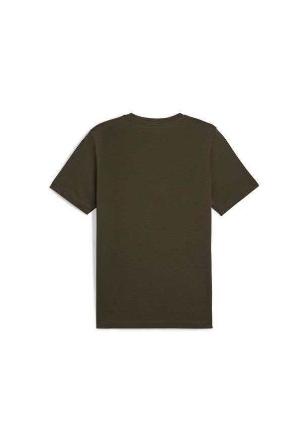 Puma - Męska koszulka Essentials z dwukolorowym logo No. 1 PUMA Dark Olive Green. Kolor: zielony. Materiał: guma. Wzór: nadruk. Sport: fitness
