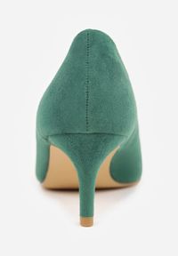 Born2be - Zielone Klasyczne Czółenka Vices na Szpilce Ovirissa. Okazja: na spotkanie biznesowe, do pracy. Kolor: zielony. Materiał: futro. Wzór: aplikacja. Obcas: na szpilce. Styl: klasyczny #4