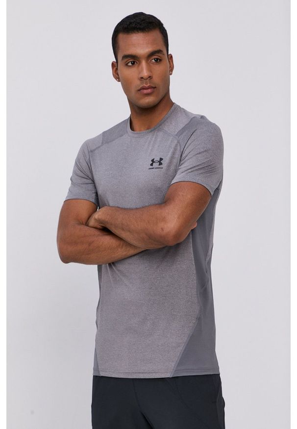 Under Armour - T-shirt. Okazja: na co dzień. Kolor: szary. Materiał: dzianina. Styl: casual