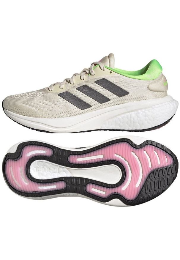 Adidas - Buty do biegania adidas SuperNova W GW9095 białe. Kolor: biały. Materiał: tkanina, syntetyk. Szerokość cholewki: normalna