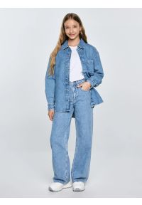 Big-Star - Jeansy dziewczęce z szeroką nogawką niebieskie Natalie 194. Okazja: na uczelnię, na spacer. Kolor: niebieski. Materiał: jeans. Styl: młodzieżowy, elegancki #4