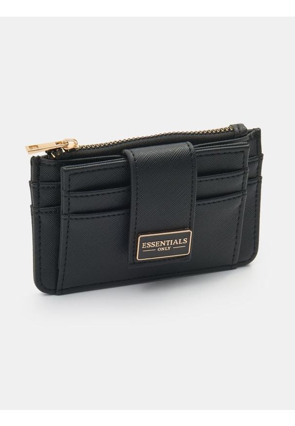 Sinsay - Portfel z imitacji skóry saffiano - czarny. Kolor: czarny. Materiał: skóra