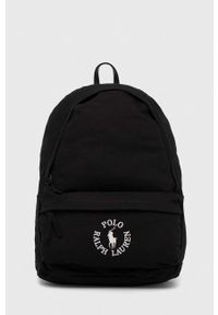 Polo Ralph Lauren plecak męski kolor czarny duży z aplikacją. Kolor: czarny. Wzór: aplikacja #1
