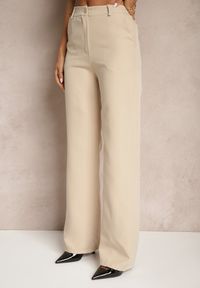 Renee - Ciemnobeżowe Garniturowe Spodnie High Waist z Kieszeniami Blathe. Stan: podwyższony. Kolor: beżowy #5