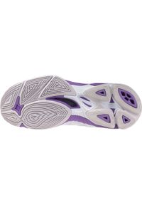Buty halowe Mizuno Wave Voltage Wos. Kolor: fioletowy, biały, wielokolorowy. Materiał: skóra. Model: Mizuno Wave. Sport: siatkówka