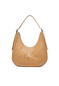 Calvin Klein Torebka Bold Ck Crescent LV04F3427G Beżowy. Kolor: beżowy. Materiał: skórzane #4