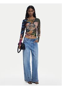 Desigual Bluzka Dragon Lacroix 25WWTK39 Kolorowy Slim Fit. Materiał: syntetyk. Wzór: kolorowy #3