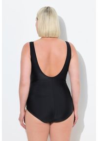 ULLA POPKEN - Damski Strój kąpielowy liście drapowany miękkie miseczki z recyklingu. Kolekcja: plus size. Kolor: czarny. Materiał: elastan, poliamid, materiał