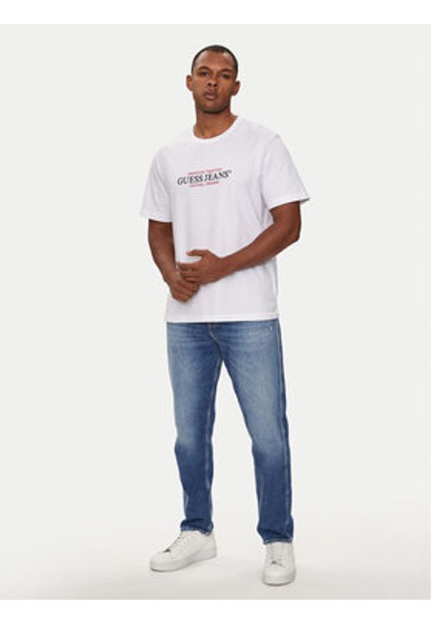 Guess Jeans T-Shirt M4YI42 K8FQ4 Biały Regular Fit. Kolor: biały. Materiał: bawełna