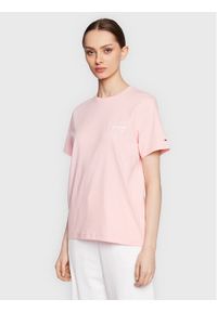 Tommy Jeans T-Shirt Signature DW0DW12940 Różowy Relaxed Fit. Kolor: różowy. Materiał: bawełna
