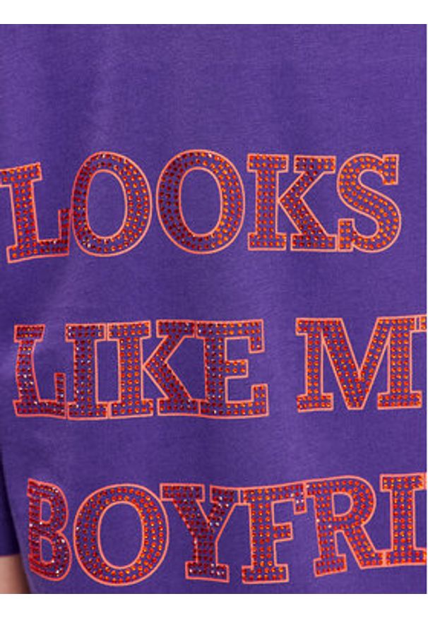Patrizia Pepe T-Shirt 2M4316/J128-M448 Fioletowy Regular Fit. Kolor: fioletowy. Materiał: bawełna