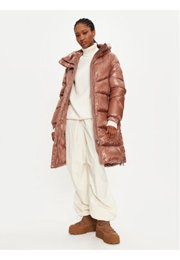 Woolrich Kurtka puchowa Aliquippa Long CFWWOU0926FRUT3085 Brązowy Regular Fit. Kolor: brązowy. Materiał: syntetyk