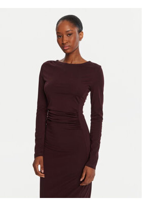 KAOS Sukienka koktajlowa Abiti RI1MA002 4005 Bordowy Slim Fit. Kolor: czerwony. Materiał: syntetyk. Styl: wizytowy