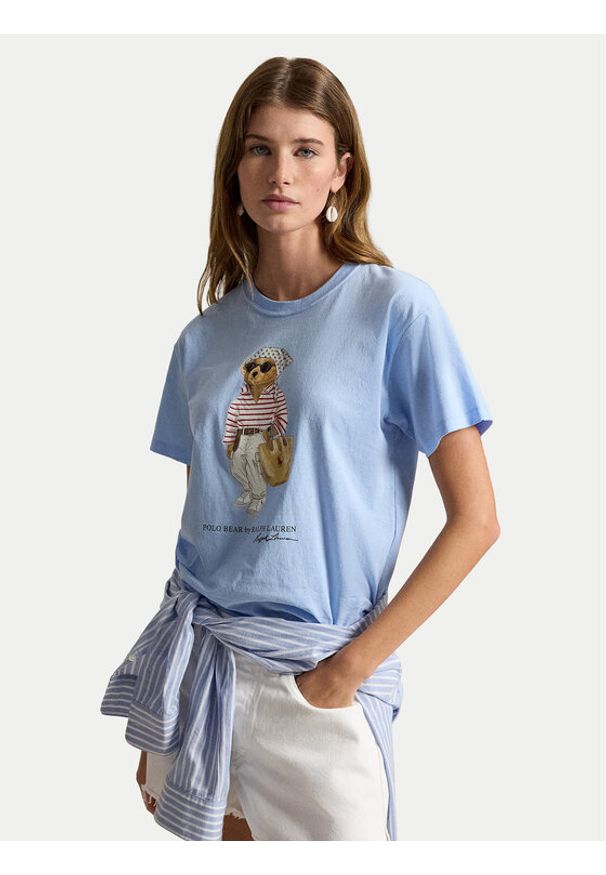 Polo Ralph Lauren T-Shirt 211A12734001 Niebieski jasny Relaxed Fit. Typ kołnierza: polo. Kolor: niebieski. Materiał: bawełna