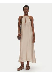 Bomboogie Sukienka letnia AW8993TSET5 Beżowy Relaxed Fit. Kolor: beżowy. Materiał: jedwab. Sezon: lato #3