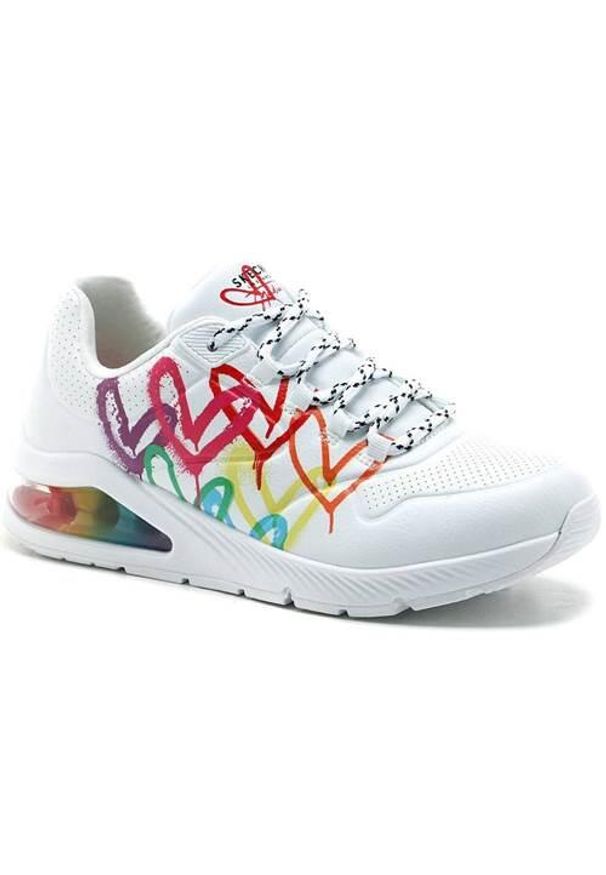 skechers - Buty do chodzenia damskie Skechers Uno 2 Floating. Zapięcie: sznurówki. Kolor: czerwony, wielokolorowy. Materiał: materiał, syntetyk, tkanina. Szerokość cholewki: normalna. Sport: turystyka piesza