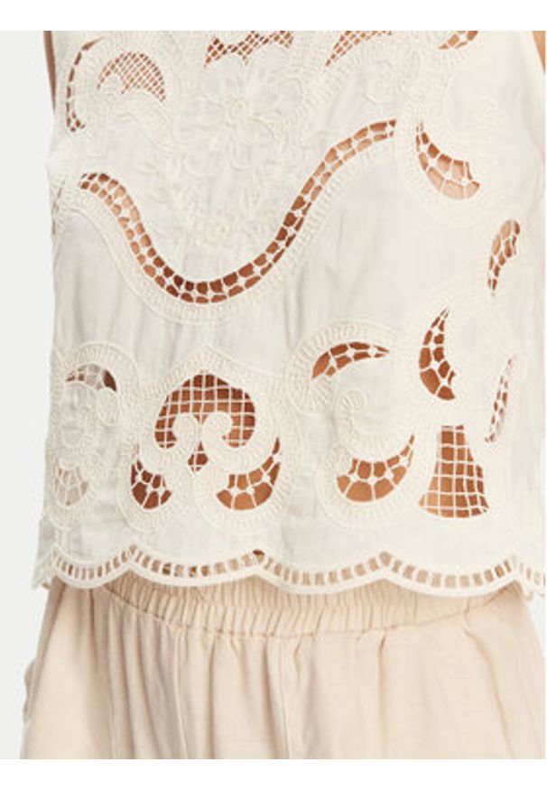 TwinSet - TWINSET Top 251TT2165 Beżowy Loose Fit. Kolor: beżowy. Materiał: bawełna