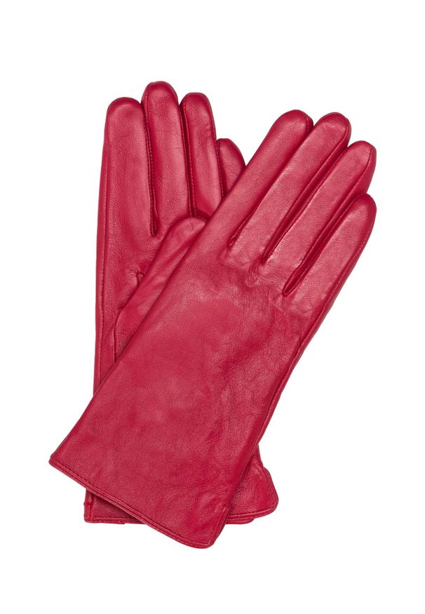 Ochnik - Skórzane fuksjowe rękawiczki damskie. Kolor: różowy. Materiał: skóra. Styl: elegancki