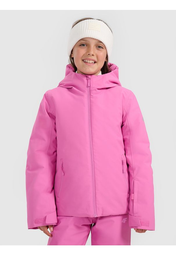 4f - 4F Kurtka narciarska membrana 5000 dziewczęca - różowa 122 (6-7 lat). Kolor: różowy. Materiał: poliester, materiał. Długość: długie. Wzór: gładki. Sezon: lato
