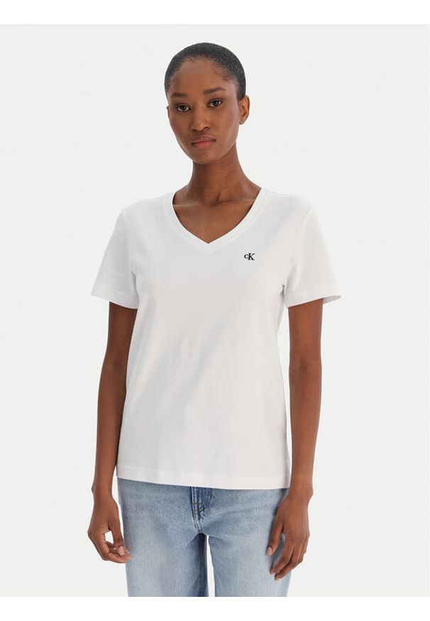 Calvin Klein Jeans T-Shirt Ss Monogram Vnk LV047B205G Biały Regular Fit. Kolor: biały. Materiał: bawełna