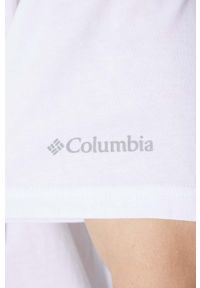 columbia - Columbia t-shirt męski kolor biały 1680053-014. Okazja: na co dzień. Kolor: biały. Materiał: bawełna, dzianina. Wzór: nadruk. Styl: casual #2