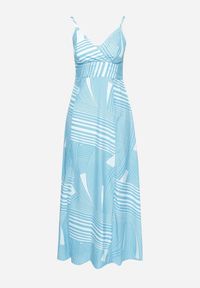 Born2be - Niebieska Sukienka z Kopertowym Dekoltem na Regulowanych Ramiączkach z Rozcięciami Jatila. Okazja: na co dzień. Typ kołnierza: dekolt kopertowy. Kolor: niebieski. Długość rękawa: na ramiączkach. Typ sukienki: kopertowe. Styl: casual #3