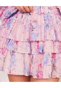 LOVE SHACK FANCY - Różowa spódnica w kwiaty. Kolor: różowy, wielokolorowy, fioletowy. Materiał: bawełna, jedwab. Wzór: kwiaty #2