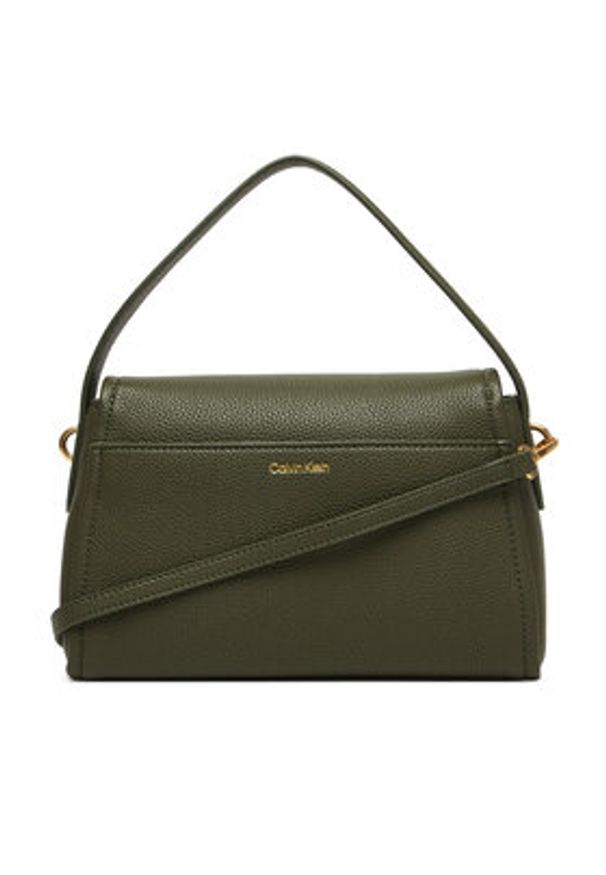Calvin Klein Torebka Emblem Hw Pebble Shoulder Bag 25 LV04F3425G Zielony. Kolor: zielony. Materiał: skórzane