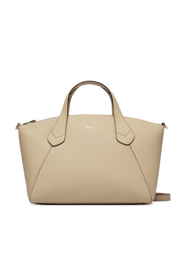BOSS Torebka Lenah M 50563396 Beżowy. Kolor: beżowy. Materiał: skórzane