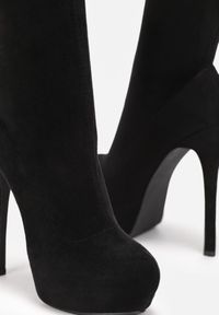 Born2be - Czarne Kozaki za Kolano na Wysokiej Szpilce i Platformie Bafiske. Wysokość cholewki: za kolano. Kolor: czarny. Obcas: na platformie #2