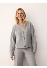 Reserved - Kardigan z ozdobnymi guzikami - jasnoszary. Kolor: szary. Materiał: dzianina, bawełna #1