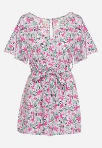 Born2be - Jasnofioletowy Kombinezon z Gumką w Pasie z Materiałowym Paskiem Tessianna. Okazja: na co dzień. Kolor: fioletowy. Materiał: materiał. Styl: elegancki, casual