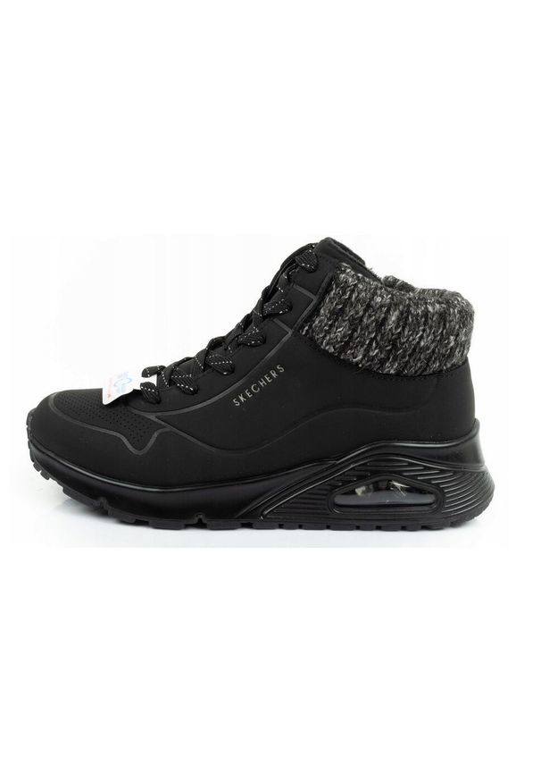 skechers - Buty damskie Skechers Uno Darling Daze. Kolor: czarny. Materiał: skóra, syntetyk. Szerokość cholewki: normalna. Wzór: gładki