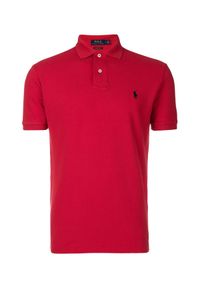 Ralph Lauren - RALPH LAUREN - Koszulka Custom Slim Fit. Typ kołnierza: polo. Kolor: czerwony. Materiał: bawełna. Wzór: aplikacja, haft. Styl: klasyczny #6