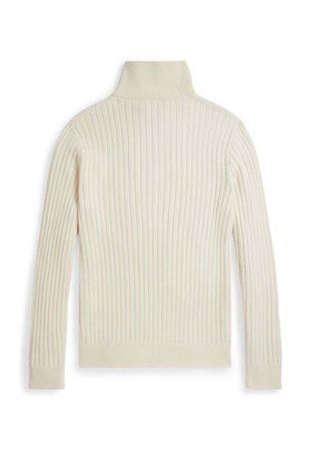 Polo Ralph Lauren Sweter 710974167003 Beżowy Regular Fit. Typ kołnierza: polo. Kolor: beżowy. Materiał: wełna, bawełna
