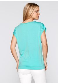 T-shirt z zamkiem, krótki rękaw bonprix zielony oceaniczny. Kolor: zielony. Materiał: materiał, poliester, elastan, wiskoza. Długość rękawa: krótki rękaw. Długość: krótkie #3