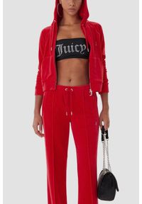 Juicy Couture - JUICY COUTURE Czerwona bluza damska Madison Outline, Rozmiar XS. Okazja: na co dzień. Kolor: czerwony. Materiał: materiał. Styl: casual #5