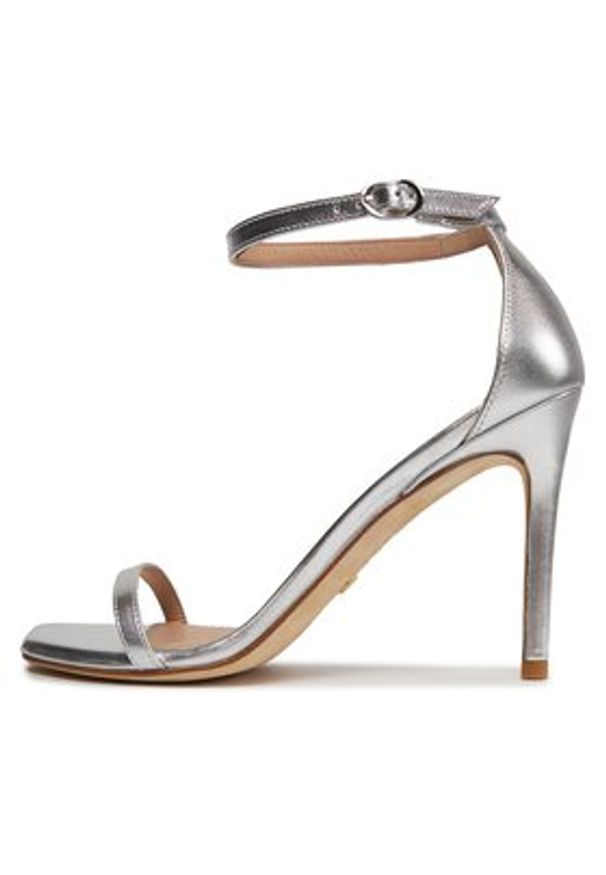 Stuart Weitzman Sandały Nudistcurve 100 Sanda SA178 Srebrny. Kolor: srebrny. Materiał: skóra